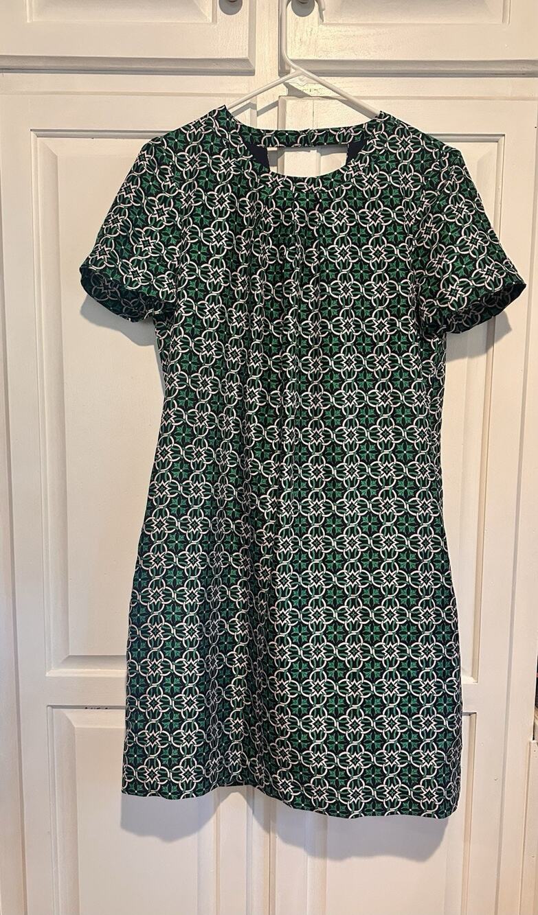J Crew Silk Shift Dress Swoop Latticework Medallion Size 6 Open Back New $178